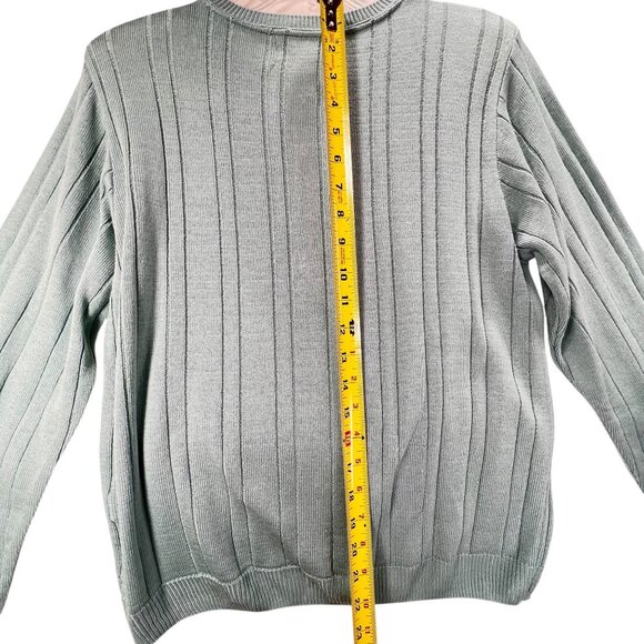 NWT Vtg Alfred Dunner Cardigan Sweater Button Down Blue USA PM Ribbed Knit - Picture 11 of 11